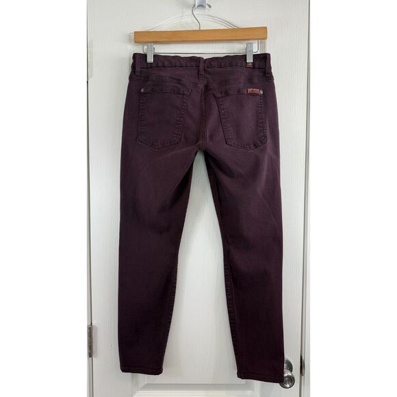 7 For All Mankind Women's Burgundy Skinny Ankle Jeans Size 31 - Picture 2 of 12